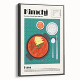 Black and white framed canvas of vintage food dishes, ideal for bedroom wall decor.