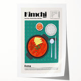 Rolled print of various colorful food dishes in a realistic style, suitable as art wall for dining room.