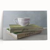 Large black and white stretched canvas featuring assorted kitchen utensils, perfect for kitchen wall art.