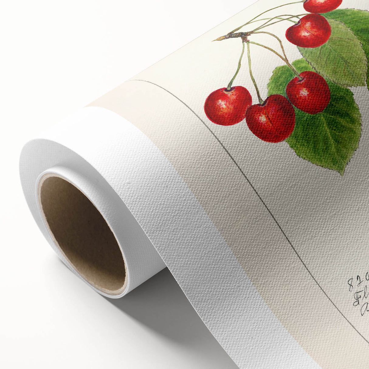 Art Deco poster featuring an array of stylized fruits in vibrant colors on rolled canvas, ideal for nursery wall art.