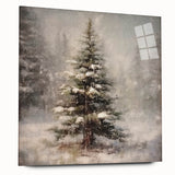 Holiday Wall Decorations - Snowy Pine Tree Print Christmas Framed Art