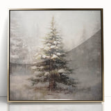 Holiday Wall Decorations - Snowy Pine Tree Print Christmas Framed Art
