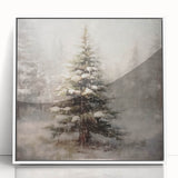 Holiday Wall Decorations - Snowy Pine Tree Print Christmas Framed Art