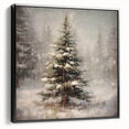 Holiday Wall Decorations - Snowy Pine Tree Print Christmas Framed Art