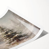 Holiday Wall Decorations - Snowy Pine Tree Print Christmas Framed Art