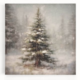 Holiday Wall Decorations - Snowy Pine Tree Print Christmas Framed Art