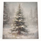 Holiday Wall Decorations - Snowy Pine Tree Print Christmas Framed Art