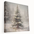 Holiday Wall Decorations - Snowy Pine Tree Print Christmas Framed Art