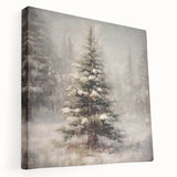 Holiday Wall Decorations - Snowy Pine Tree Print Christmas Framed Art