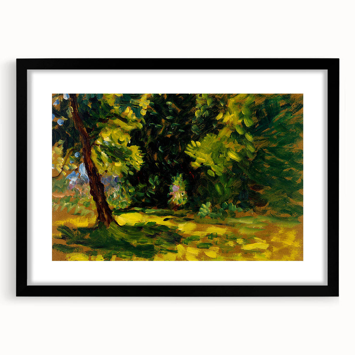Impressionist Nature Wall Art - Finch's Bushes Landscape, Framed Print