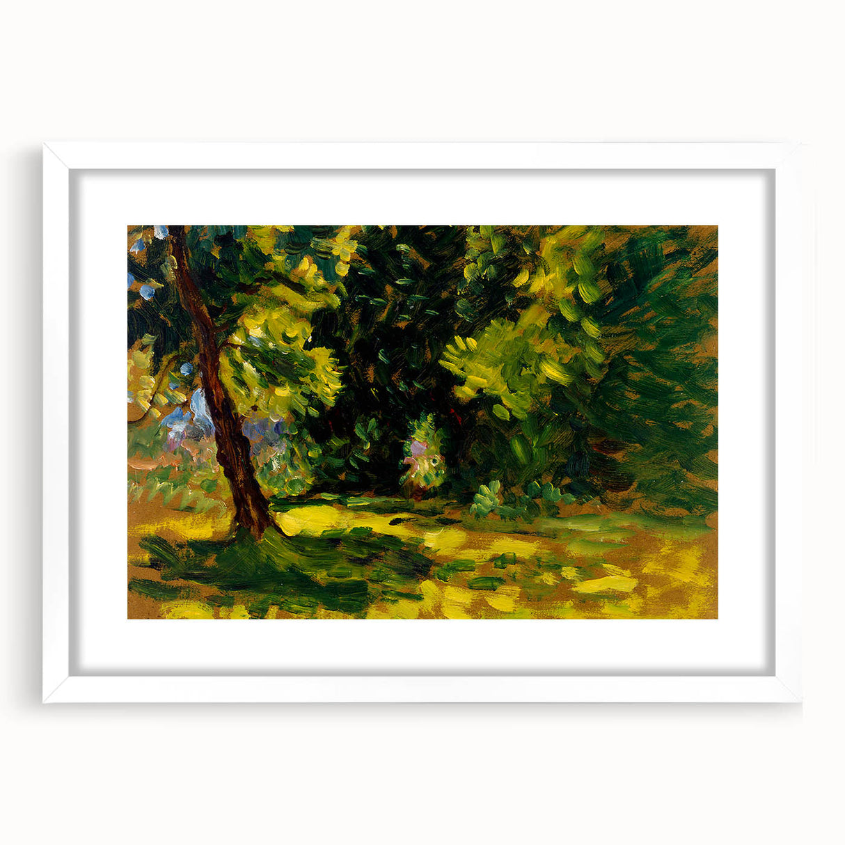 Impressionist Nature Wall Art - Finch's Bushes Landscape, Framed Print