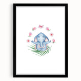 Blue Elephant Nursery Wall Art - Kids Room & Playroom Art Prints