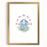 Blue Elephant Nursery Wall Art - Kids Room & Playroom Art Prints