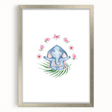 Blue Elephant Nursery Wall Art - Kids Room & Playroom Art Prints