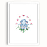 Blue Elephant Nursery Wall Art - Kids Room & Playroom Art Prints