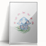 Blue Elephant Nursery Wall Art - Kids Room & Playroom Art Prints