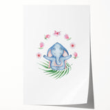 Blue Elephant Nursery Wall Art - Kids Room & Playroom Art Prints