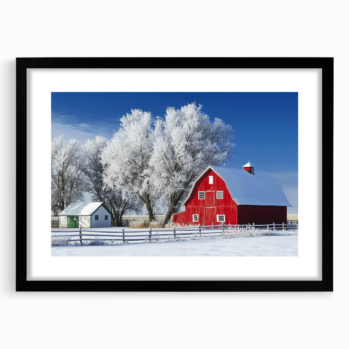 Landscape barn frame in matte black, showcasing a rustic design with a modern touch, ideal for home decor. Perfect for displaying artwork or photographs.