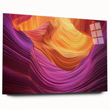 Acrylic glass wall art showcasing a stunning landscape of canyons, featuring vibrant colors and detailed textures, designed for modern home decor.