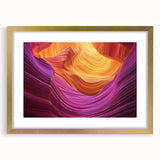 Elegant gold-framed landscape art print showcasing vibrant canyons with intricate matting, perfect for enhancing home decor and adding a touch of nature-inspired elegance.