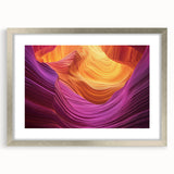 Landscape artwork of canyons framed in silver with a mat, showcasing intricate details and rich colors, perfect for enhancing home decor. Ideal for nature enthusiasts.