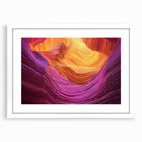 Landscape art print showcasing vibrant canyons framed with a white mat, ideal for home decor. The piece highlights earthy tones and intricate details, perfect for nature lovers.