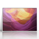 Framed acrylic artwork depicting a stunning landscape of canyons in vibrant earth tones, set against a white background, ideal for modern home decor.