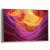 Framed canvas artwork depicting a stunning landscape of canyons, showcasing vibrant colors and intricate details, with a luxurious gold frame accentuating the scene. Perfect for enhancing home decor with a touch of nature's beauty.