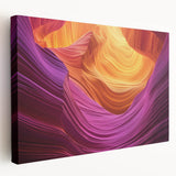 Stretched canvas artwork depicting a stunning landscape of canyons, showcasing vibrant colors and intricate details, perfect for home décor or office spaces.