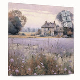 Landscape wall art depicting a serene countryside scene, presented in an acrylic glass frame highlighting vibrant colors and intricate details, ideal for home decor.