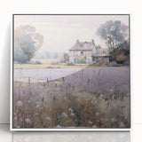 Framed acrylic wall art showcasing a serene landscape of rolling hills and a vibrant sunset, presented in a white frame, perfect for enhancing home decor.