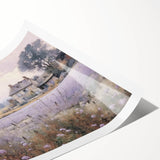 Landscape wall art print showcasing a serene countryside scene with rolling hills and vibrant greenery, rolled up for easy shipping and display. Ideal for home decor.