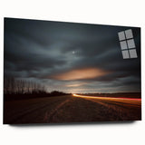 Acrylic glass landscape artwork showcasing a serene countryside view, highlighted by vibrant colors and intricate details, ideal for modern home decor.