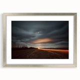 Silver-framed landscape artwork showcasing a serene countryside scene, featuring lush green fields and a clear blue sky, ideal for home decor enhancement.