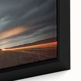 Close-up of a framed canvas depicting a vibrant countryside landscape, showcasing rolling hills and lush greenery, perfect for home decor and art enthusiasts.