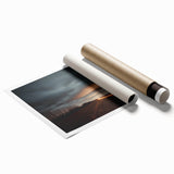 Beautiful countryside landscape print showcasing rolling hills and lush greenery, elegantly rolled and packaged in a durable cardboard tube for easy transport and display. Ideal for home decor enthusiasts seeking a serene, nature-inspired touch.