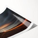 Rolled print showcasing a serene countryside landscape, featuring lush green fields and a clear blue sky. The artwork captures the essence of nature's tranquility, perfect for home decor.