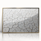 Framed acrylic artwork depicting a vibrant desert landscape with golden hues, showcasing intricate details and textures, perfect for modern home decor.