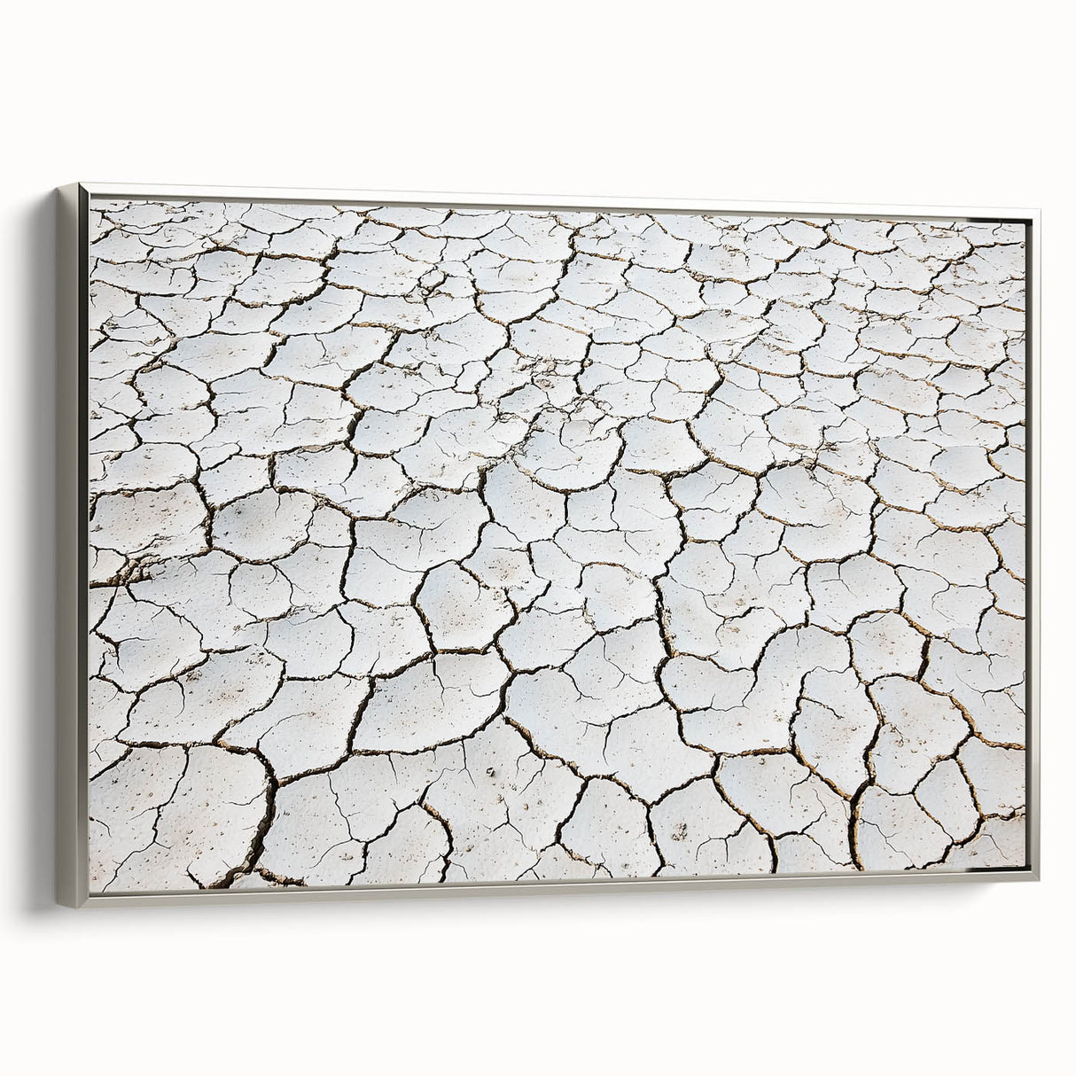 Framed canvas art showcasing a vibrant desert landscape with rich colors and intricate details, featuring a sleek silver frame that enhances its modern aesthetic. Perfect for adding a touch of nature-inspired decor to any living space or office.