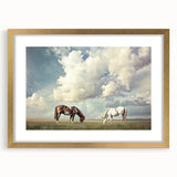 Elegant gold-framed landscape artwork featuring vibrant green fields under a bright blue sky, designed with a mat for a sophisticated finish. Perfect for home decor.