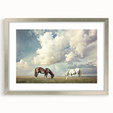Elegant silver-framed landscape artwork with a mat, showcasing a serene field scene. Perfect for enhancing home decor with a touch of sophistication and nature.