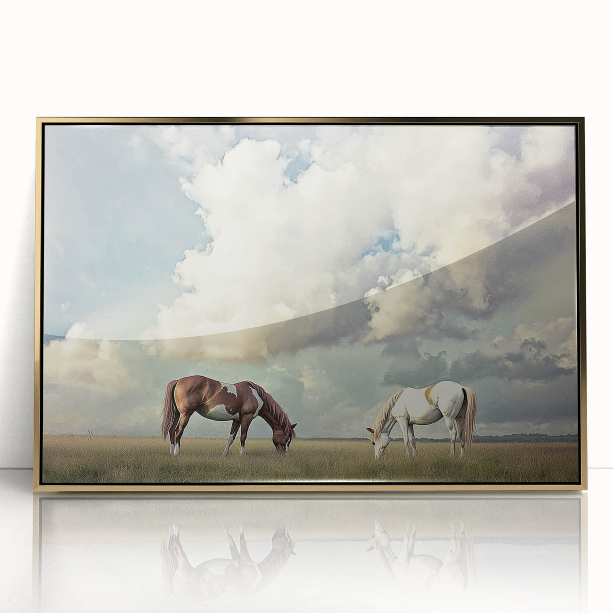 Framed acrylic artwork showcasing a vibrant landscape with golden accents, perfect for enhancing modern home decor. Ideal for adding elegance to living spaces.