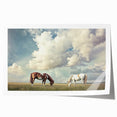 Vibrant rolled print of a serene landscape featuring lush green fields under a clear blue sky, packaged securely in a protective cardboard tube for shipping.