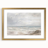 Elegant gold-framed landscape artwork with a mat, showcasing a serene nature scene. Ideal for home decor, this piece enhances any living space with its refined aesthetics.