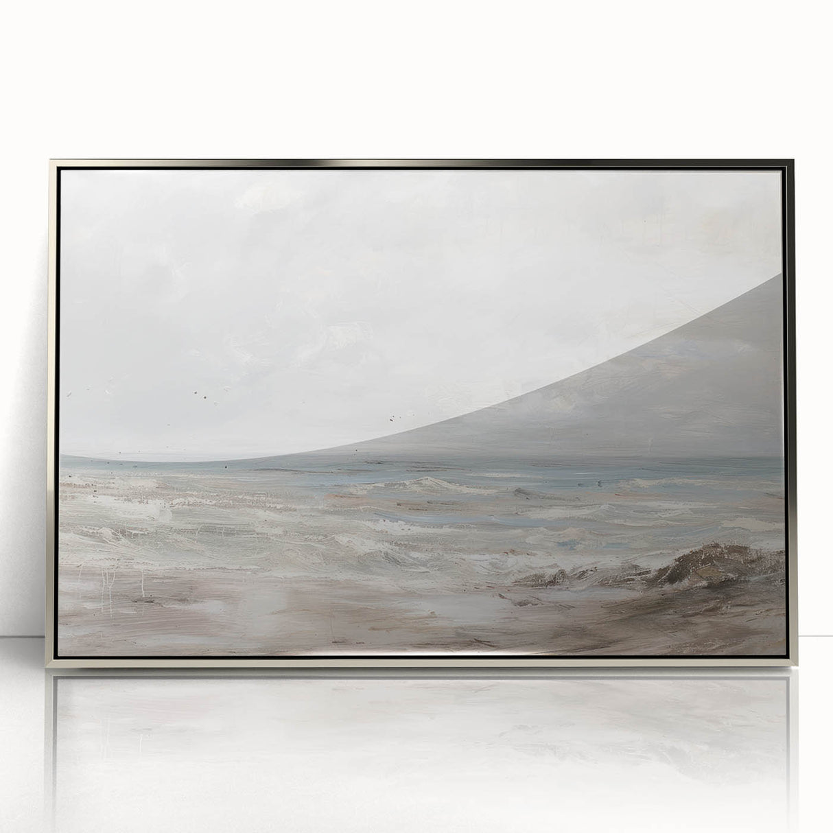 Framed acrylic wall art featuring a stunning landscape design in silver tones, showcasing vibrant colors and intricate details, perfect for modern home decor.