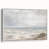 Framed canvas artwork showcasing a serene landscape with vibrant colors and intricate details, presented in a modern white frame, ideal for home decor.