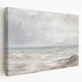 Stretched canvas artwork showcasing a serene landscape scene, featuring vibrant colors and detailed textures, displayed in a side view to highlight its depth and quality. Perfect for enhancing home decor with natural beauty and artistic flair.