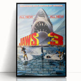 Retro Jaws 3 Poster Art - Vintage Shark Horror Movie Prints