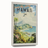 Retro Hawaii Travel Poster – Vintage Aerial View Art