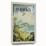 Retro Hawaii Travel Poster – Vintage Aerial View Art